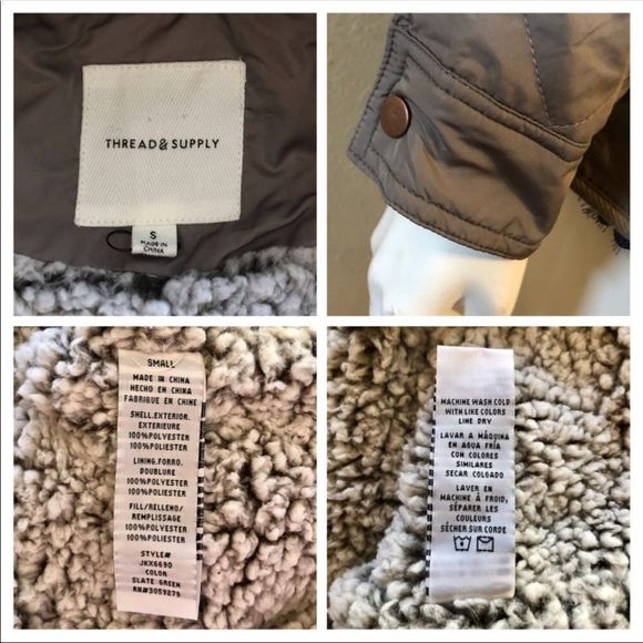 Thread & Supply Fleece Lined Quilted Utility Jacket Size Small - Picture 13 of 13